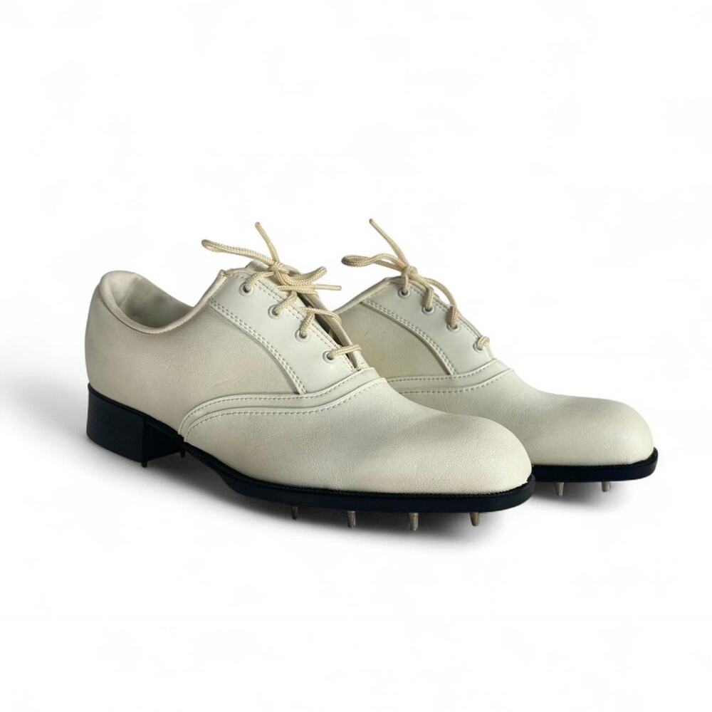 Jack Nicklaus Bostonian Cream leather golf shoes with spikes